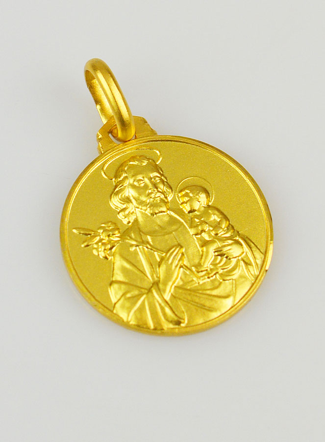 Médaille Saint Joseph en Plaqué Or - 16 mm (pic 3)
