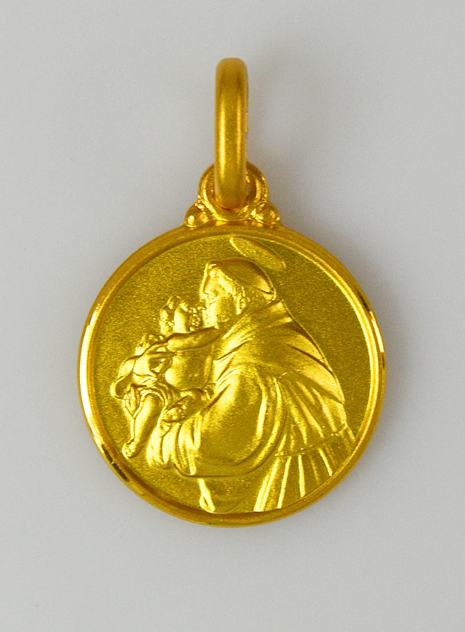 Médaille Saint Antoine de Padoue en Plaqué Or - 14 mm (pic 1)