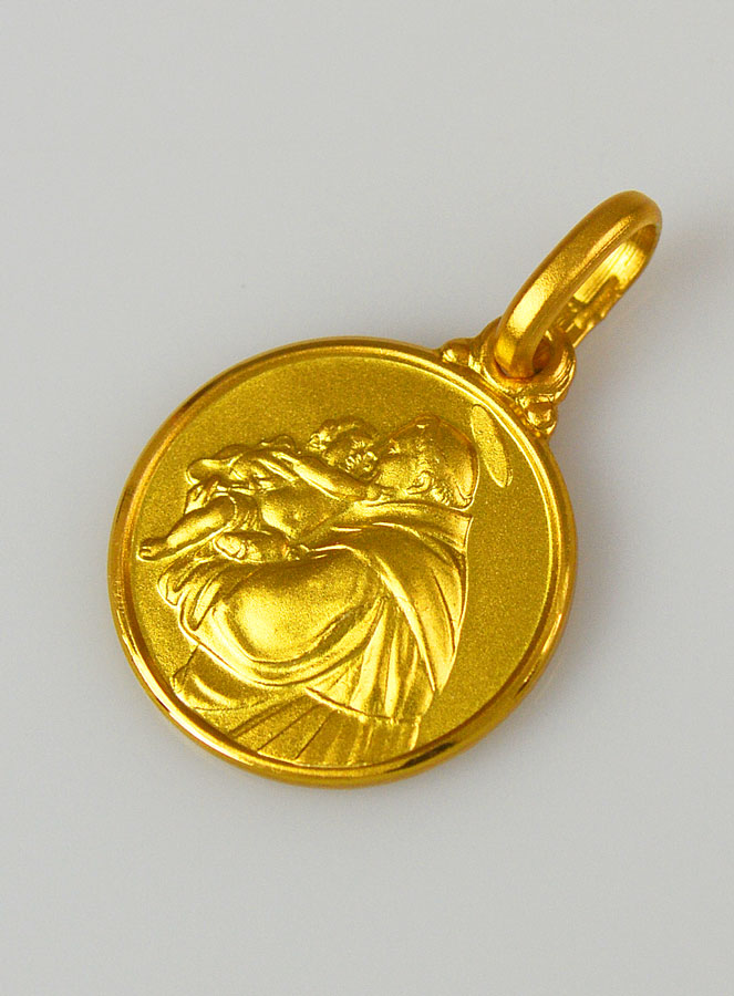 Médaille Saint Antoine de Padoue en Plaqué Or - 14 mm (pic 2)