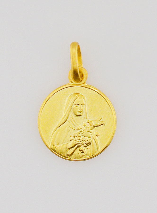 Médaille Sainte Thérèse en Plaqué Or - 12mm (pic 1)