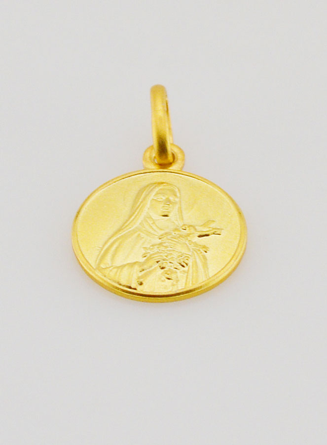 Médaille Sainte Thérèse en Plaqué Or - 12mm (pic 2)