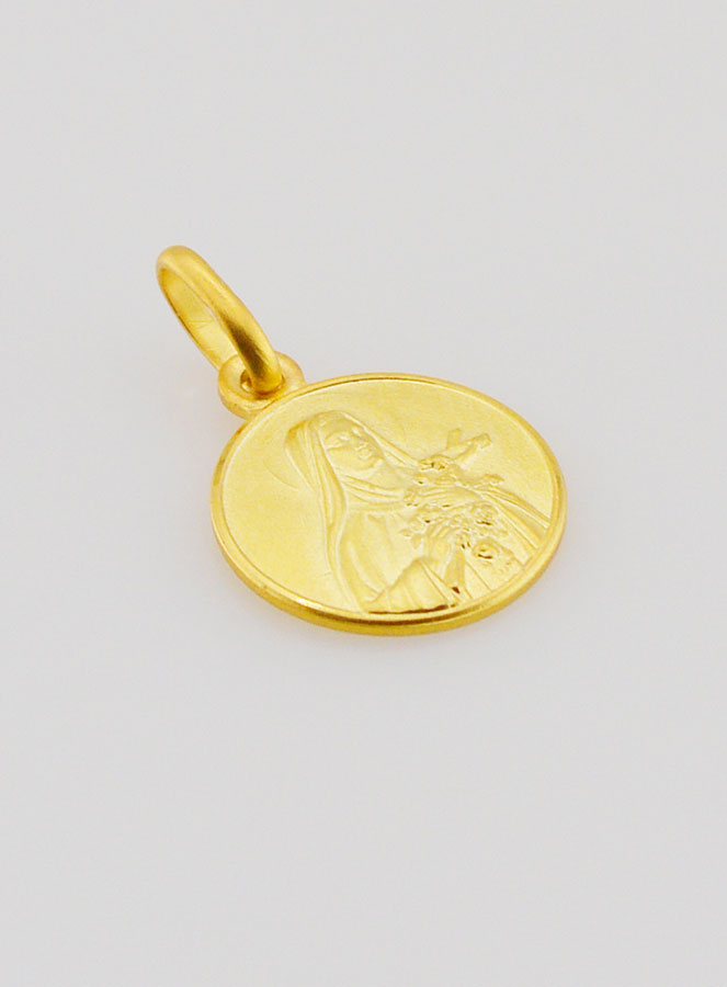 Médaille Sainte Thérèse en Plaqué Or - 12mm (pic 3)