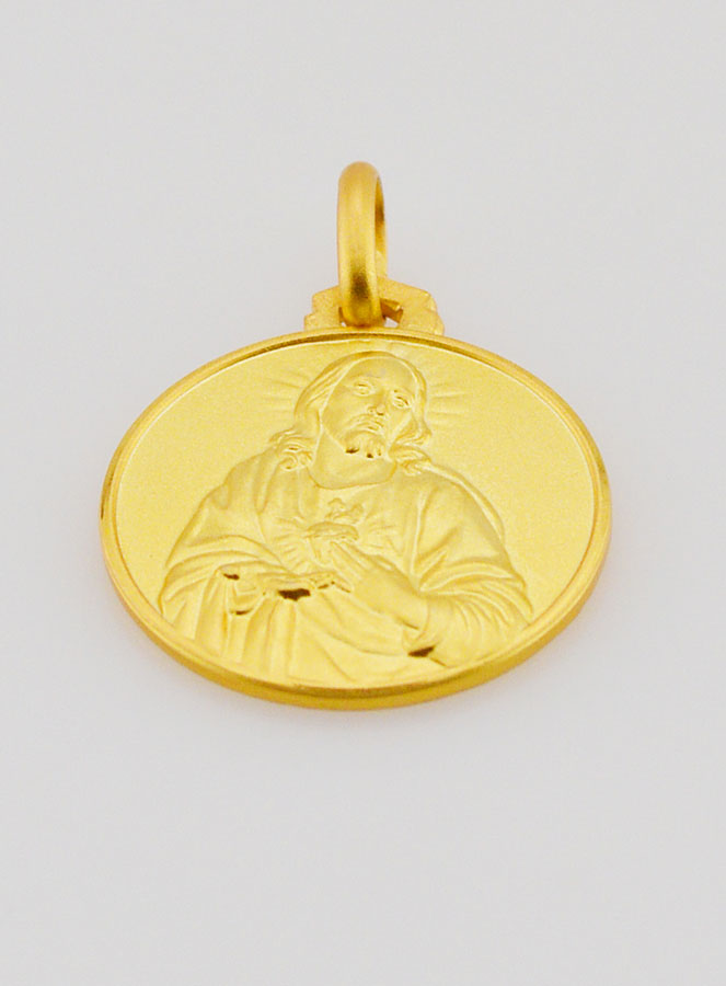 Médaille Sacré Coeur de Jésus en Plaqué Or - 18 mm (pic 2)