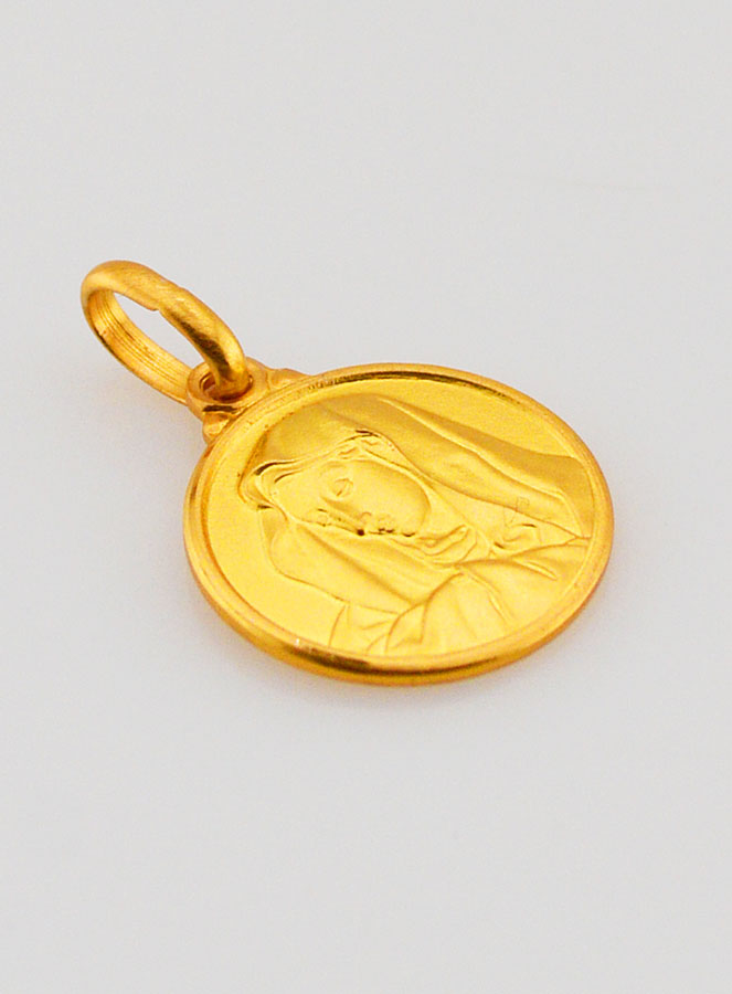 Médaille Vierge Marie au Voile en Plaqué Or - 14mm (pic 3)