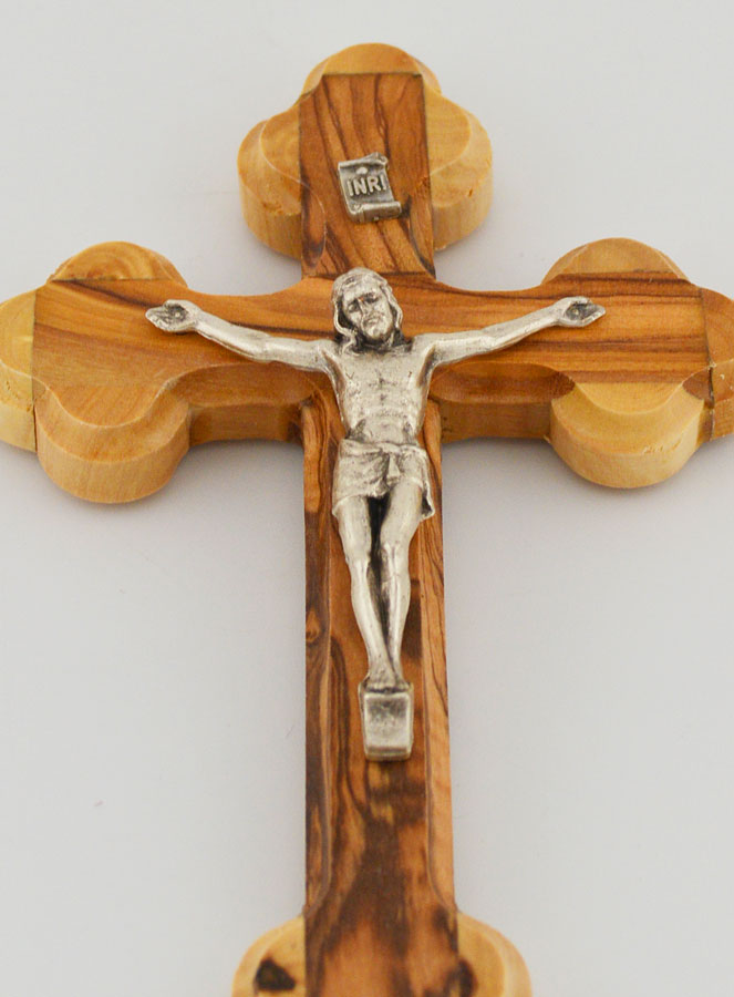 Crucifix Orthodoxe en Bois d'Olivier - 13 cm (pic 2)