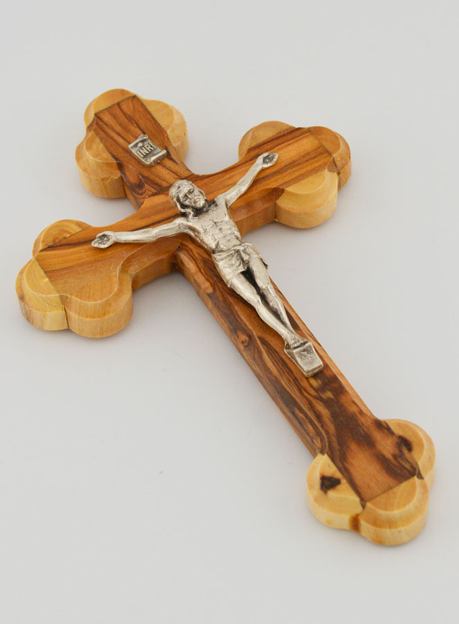 Crucifix Orthodoxe en Bois d'Olivier - 13 cm (pic 3)