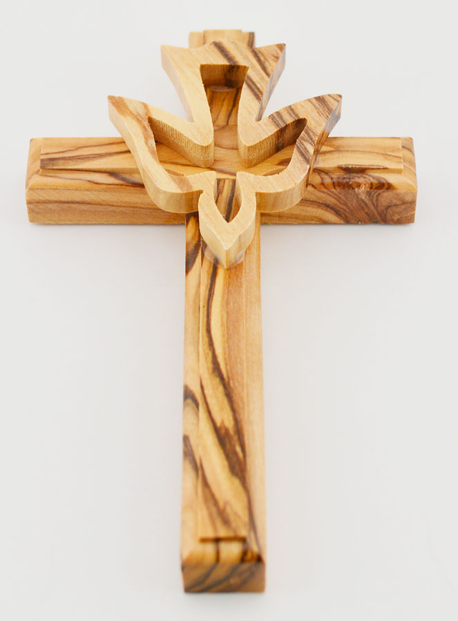 Croix Crucifix Esprit Saint en Bois d'Olivier - 12 cm (pic 2)