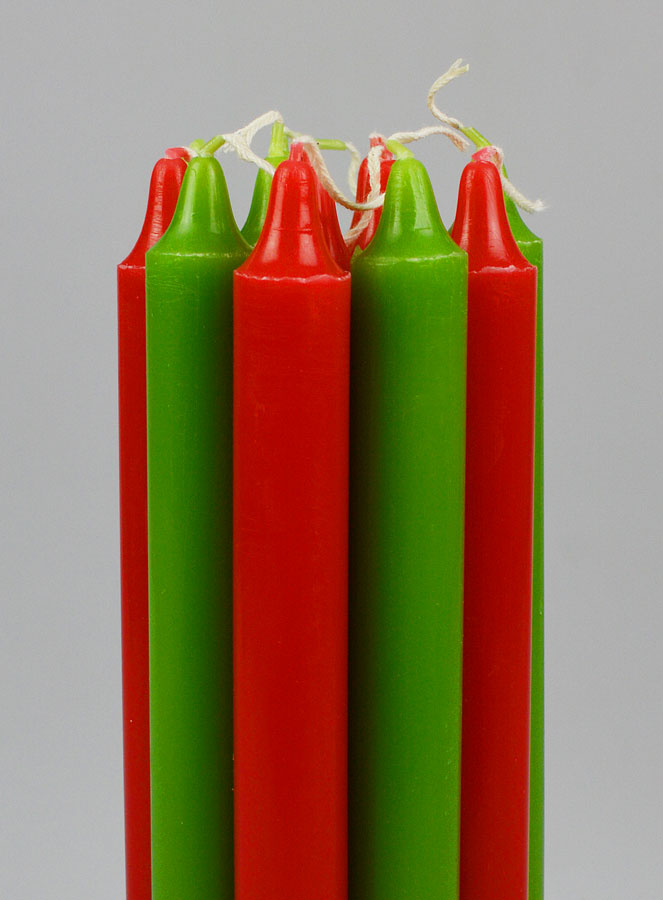 12 Bougies de Noël Teintées Masse Couleur Rouge et Verte (pic 3)