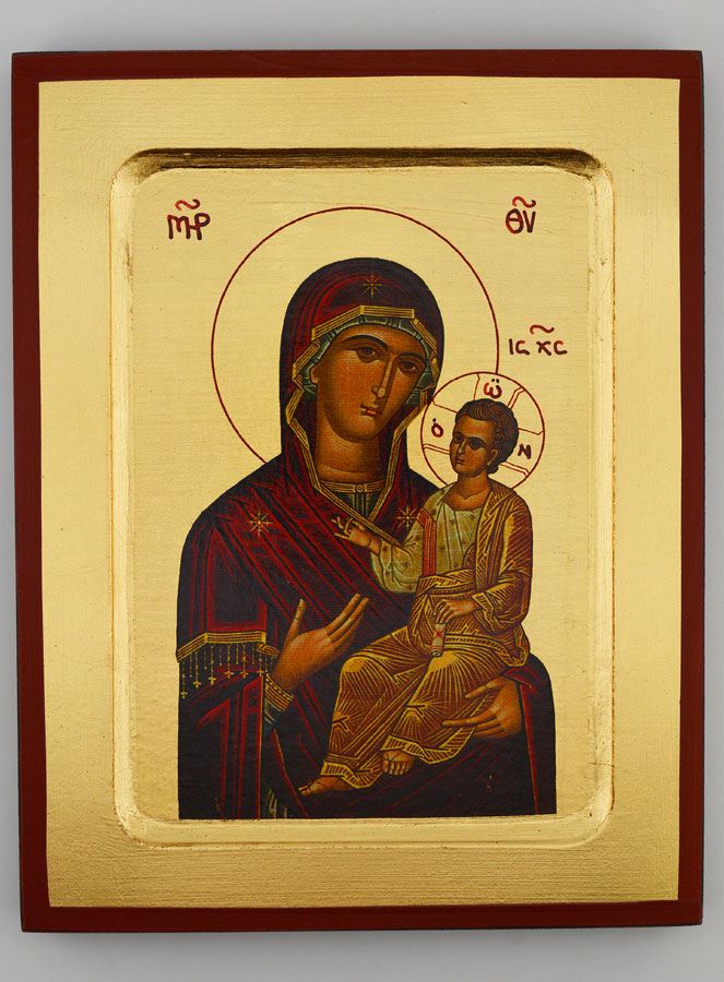 Icône Byzantine Marie Porte du Ciel sur Feuille d'Or - 17 cm (pic 1)