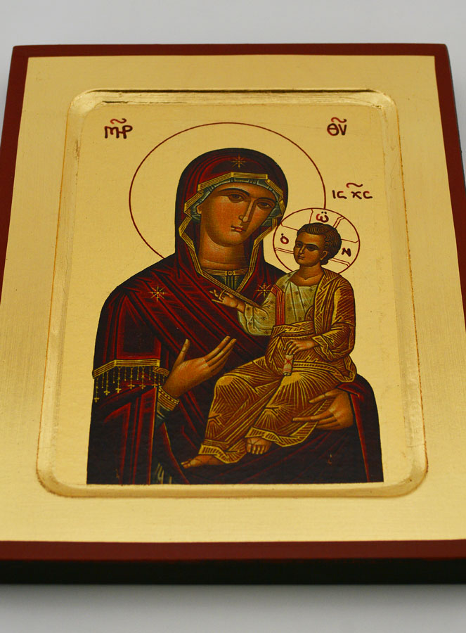 Icône Byzantine Marie Porte du Ciel sur Feuille d'Or - 17 cm (pic 2)