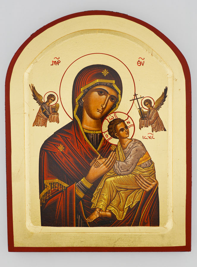Icône Notre Dame du Perpétuel Secours Arrondie - Feuille d'Or - 22 cm (pic 1)