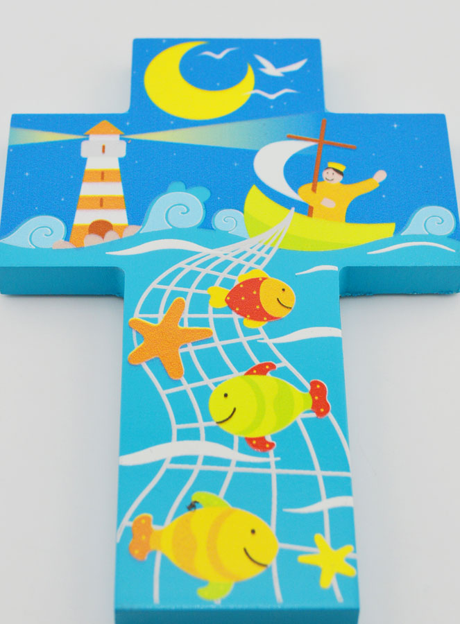 Croix Enfant en Bois - La Pêche Miraculeuse (pic 2)