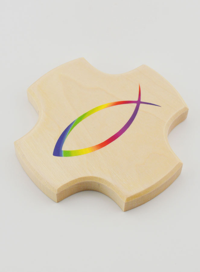Croix Enfant en Bois - Poisson Chrétien Ichtus (pic 3)