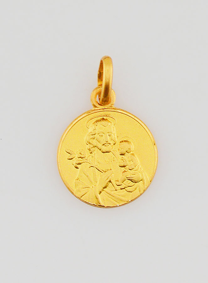 Médaille Saint Joseph en Plaqué Or - 12 mm (pic 1)