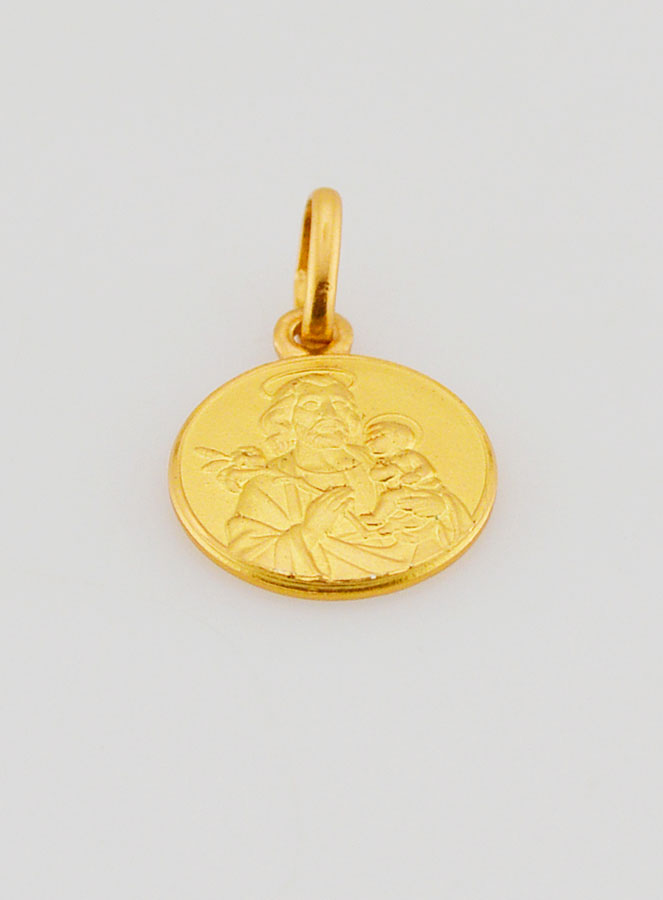 Médaille Saint Joseph en Plaqué Or - 12 mm (pic 2)
