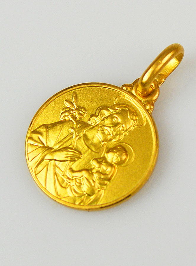 Médaille Saint Joseph en Plaqué Or - 14 mm (pic 2)