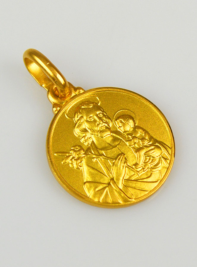 Médaille Saint Joseph en Plaqué Or - 14 mm (pic 3)