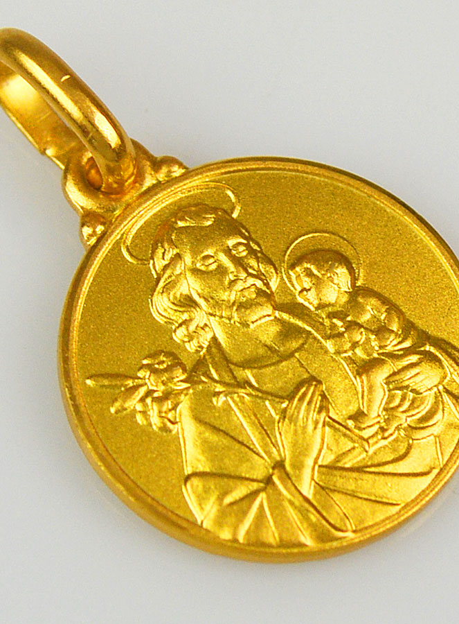 Médaille Saint Joseph en Plaqué Or - 14 mm (pic 4)