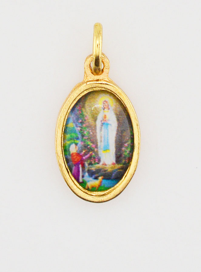 Médaille Notre Dame de Lourdes Dorée - 15mm (pic 1)