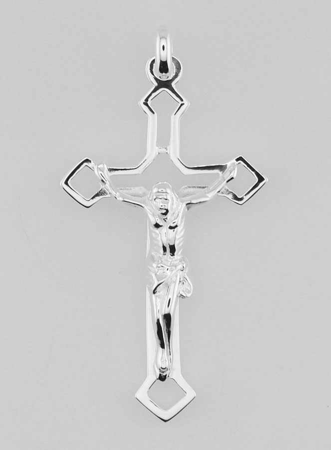 Pendentif Croix du Christ Ajourée en Argent 34mm (pic 1)