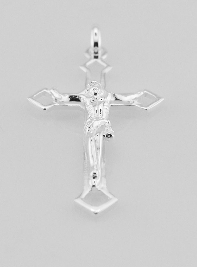 Pendentif Croix du Christ Ajourée en Argent 34mm (pic 2)