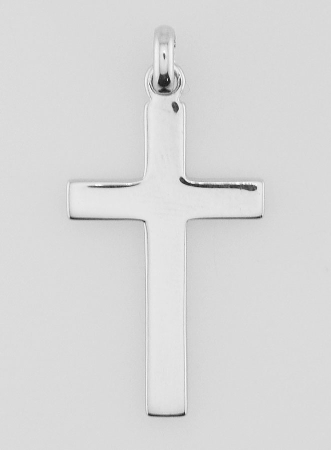 Pendentif Croix de Baptême en Argent Rhodié 26mm (pic 1)