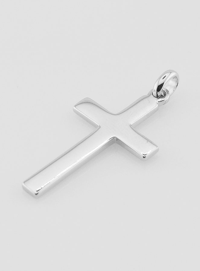 Pendentif Croix de Baptême en Argent Rhodié 26mm (pic 2)