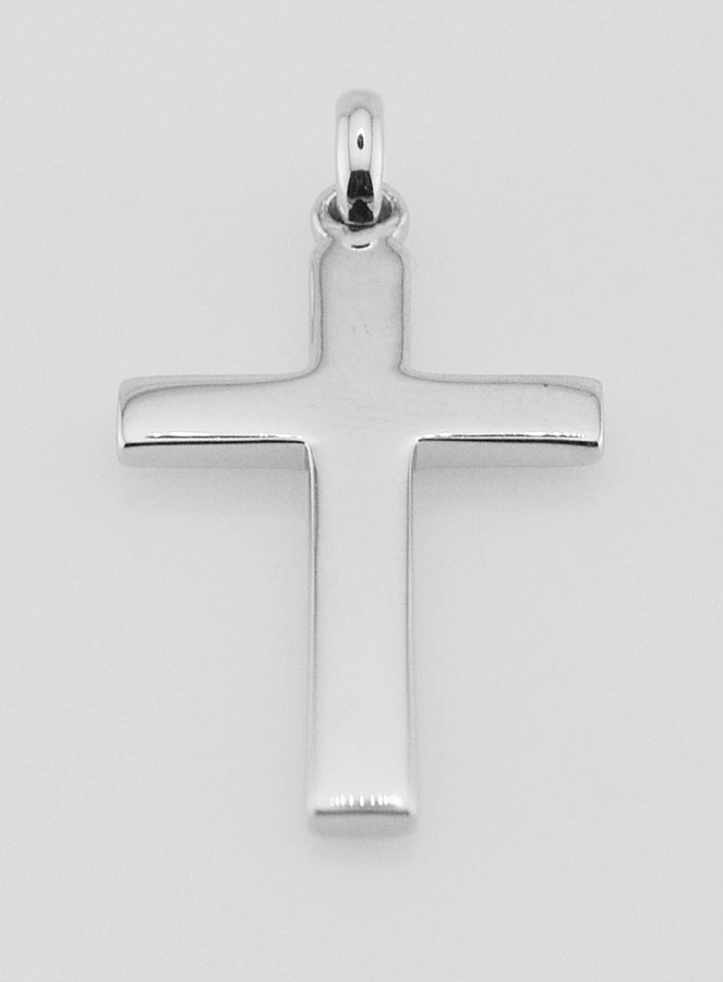 Pendentif Croix de Baptême en Argent Rhodié 26mm (pic 3)