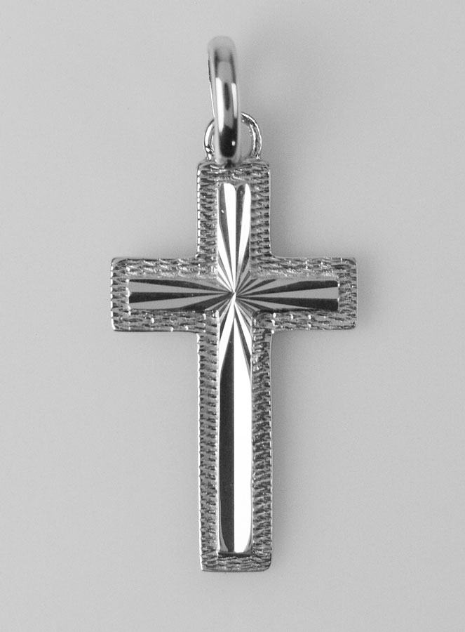 Pendentif Croix Sculptée en Argent 22mm (pic 1)