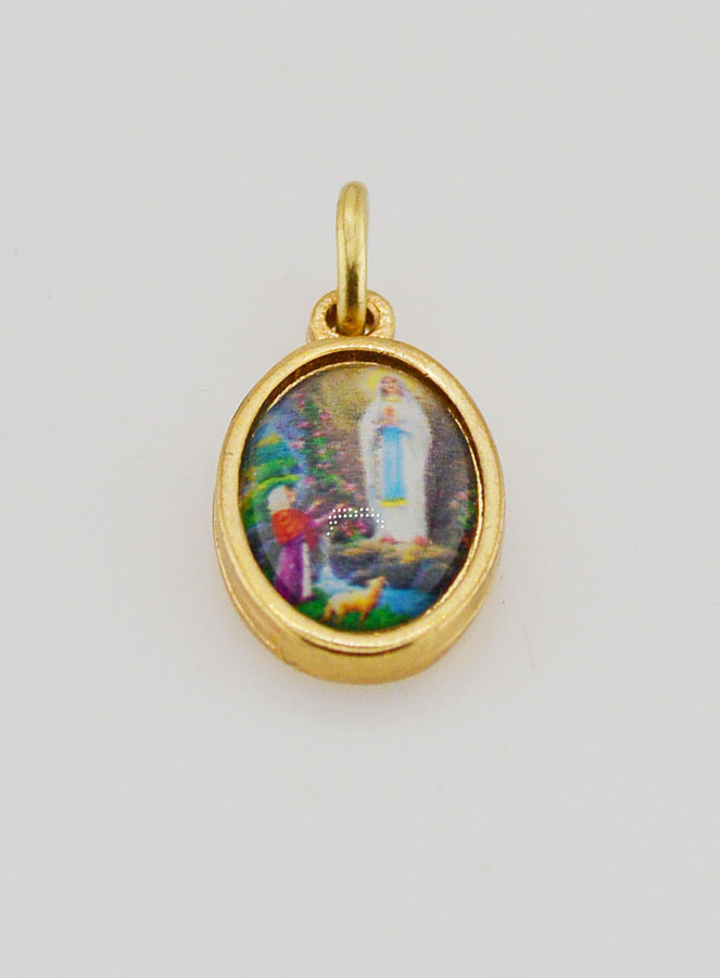 Médaille Notre Dame de Lourdes Dorée - 14 mm (pic 2)