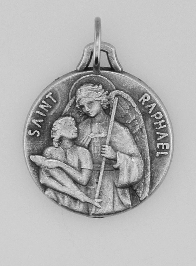 Médaille Saint Raphaël en Métal Argenté - 16 mm (pic 1)