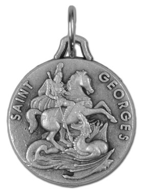 Médaille Saint Georges en Métal Argenté - 16 mm (pic 1)