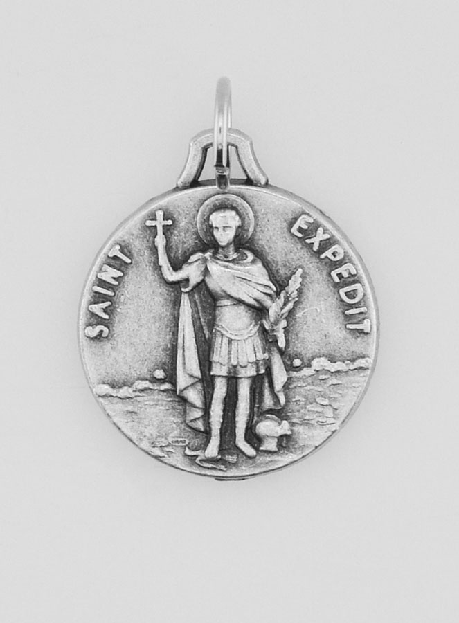 Médaille Saint Expédit en Métal Argenté - 16 mm (pic 1)