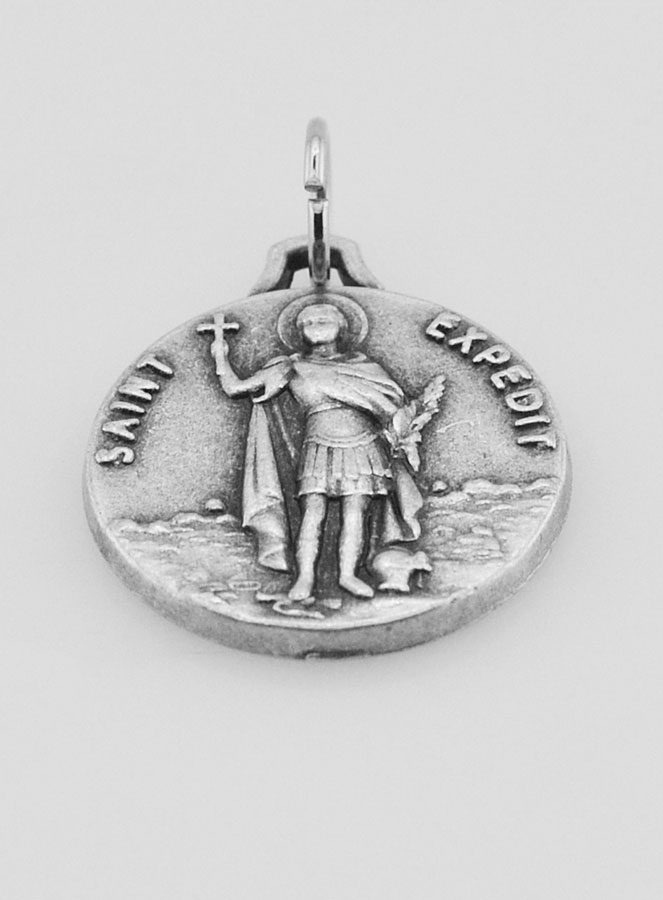 Médaille Saint Expédit en Métal Argenté - 16 mm (pic 2)