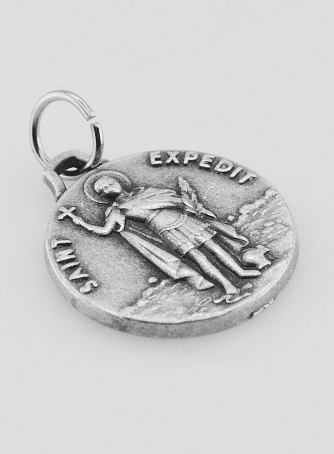 Médaille Saint Expédit en Métal Argenté - 16 mm (pic 3)