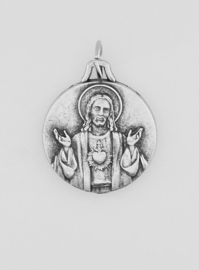 Médaille Sacré Coeur de Jésus en Métal Argenté - 16 mm (pic 1)