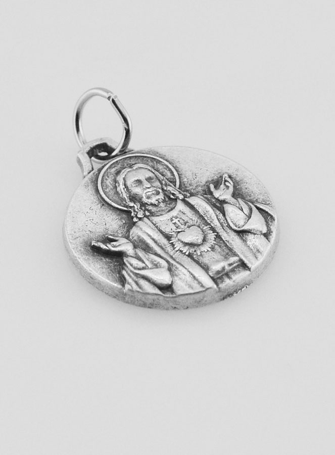 Médaille Sacré Coeur de Jésus en Métal Argenté - 16 mm (pic 3)