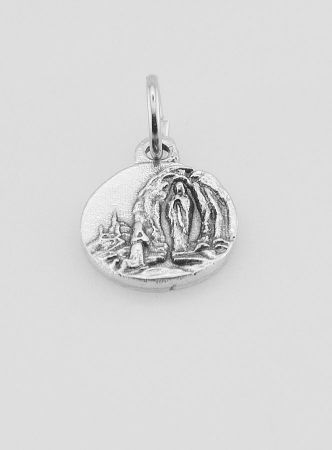 Médaille Notre Dame de Lourdes en Métal Argenté - 10 mm (pic 2)