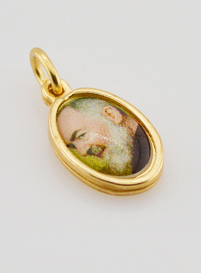 Médaille Saint Padre Pio Dorée - 14 mm (pic 3)