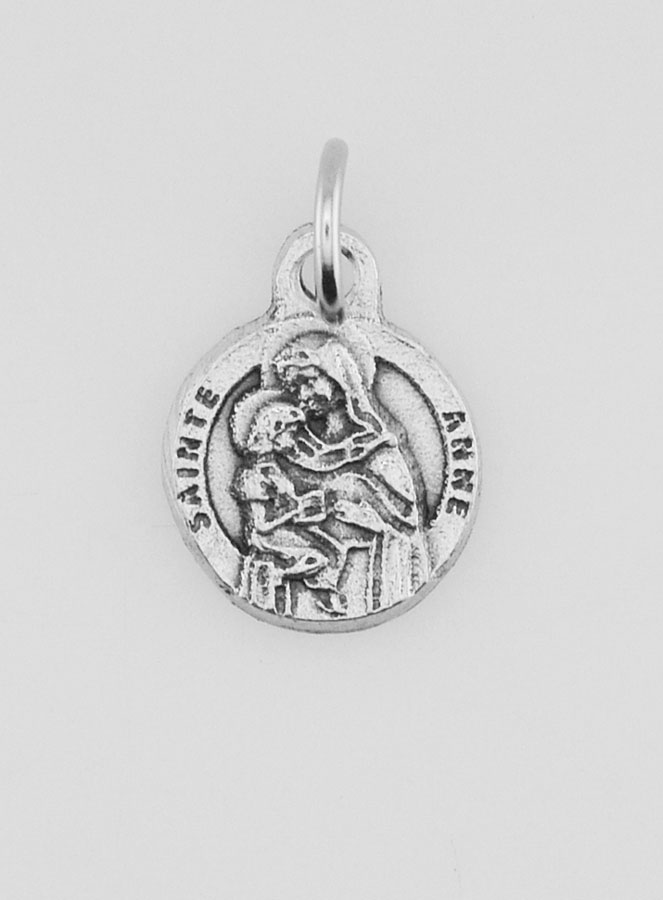 Médaille Sainte Anne en Métal Argenté - 10 mm (pic 1)