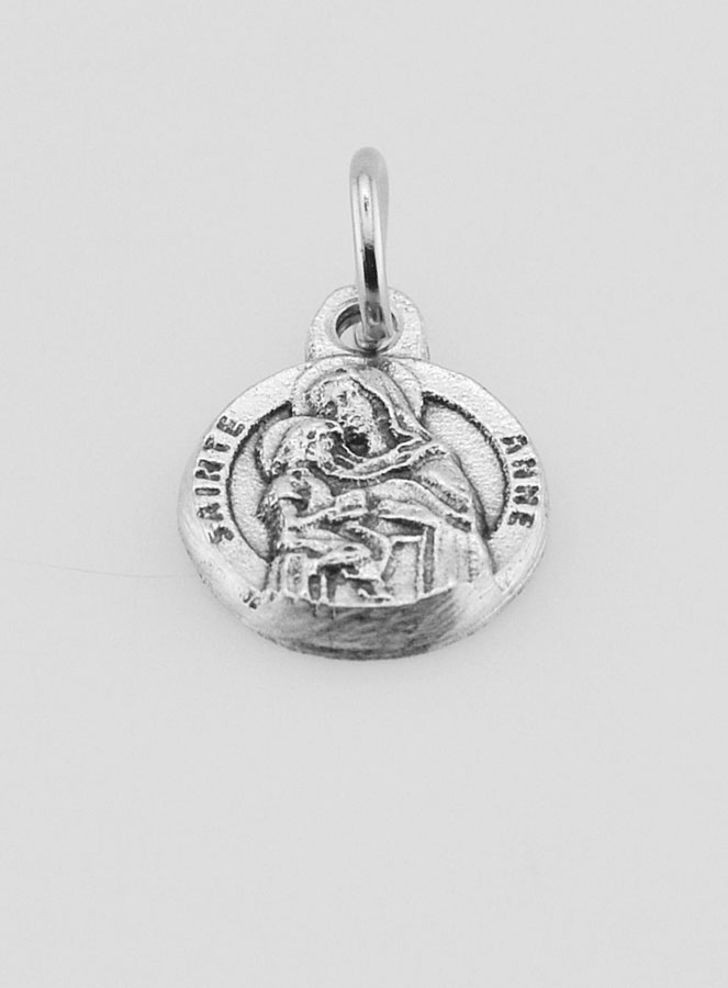Médaille Sainte Anne en Métal Argenté - 10 mm (pic 2)