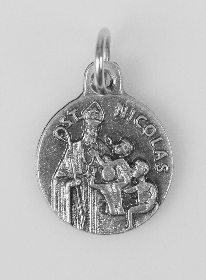 Médaille Saint Nicolas en Métal Argenté - 12 mm (pic 1)