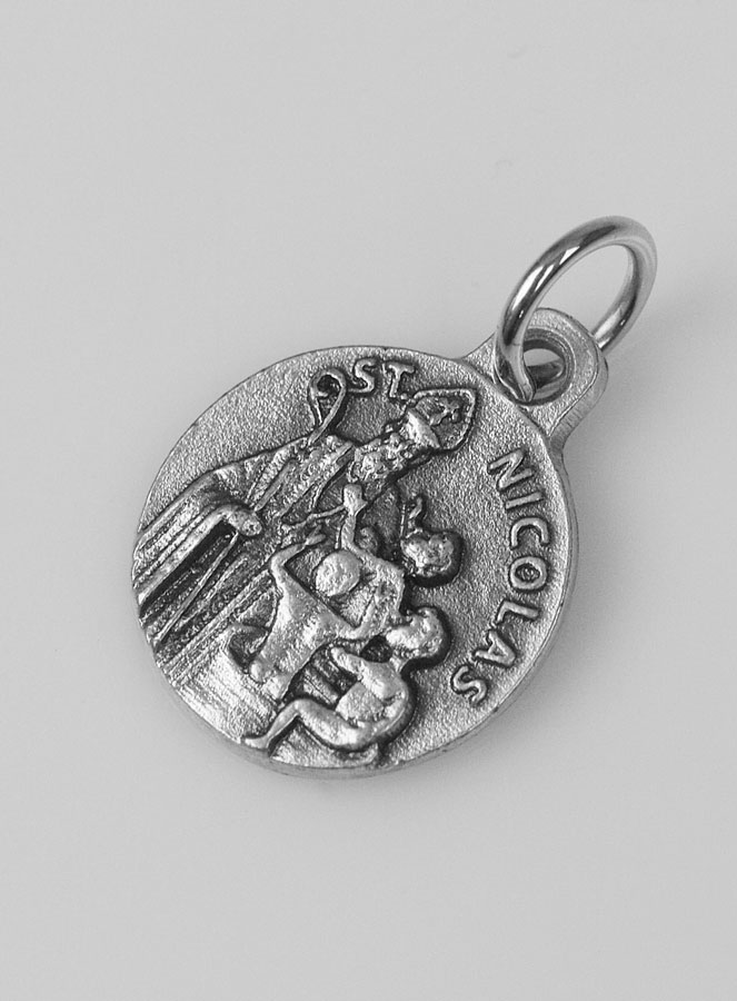 Médaille Saint Nicolas en Métal Argenté - 12 mm (pic 2)