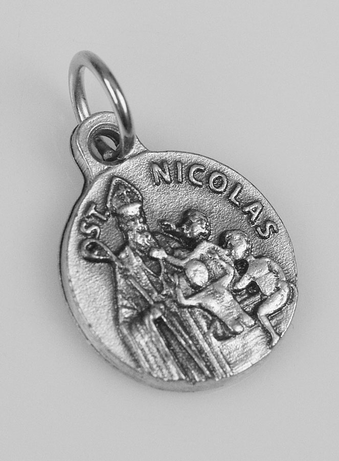Médaille Saint Nicolas en Métal Argenté - 12 mm (pic 3)