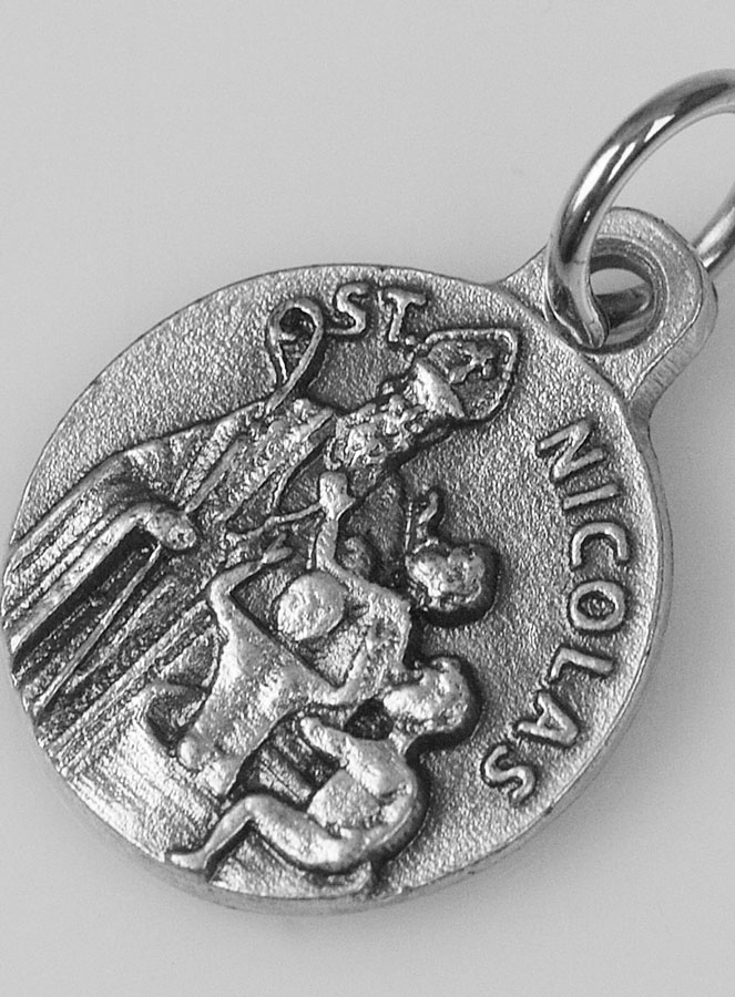 Médaille Saint Nicolas en Métal Argenté - 12 mm (pic 4)
