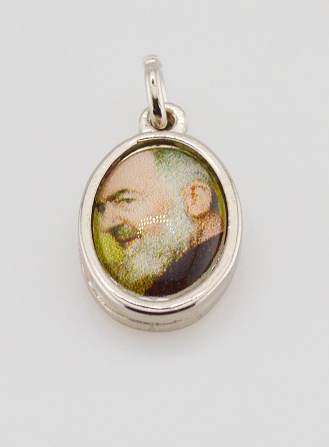 Médaille Saint Padre Pio Argentée - 14 mm (pic 2)