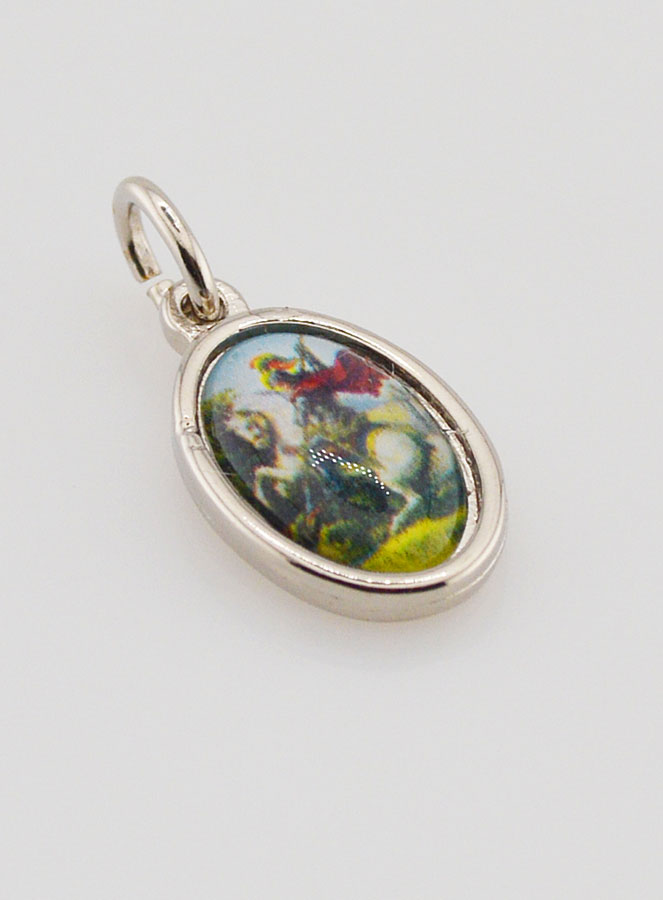 Médaille Saint Georges Argentée - 14 mm (pic 3)