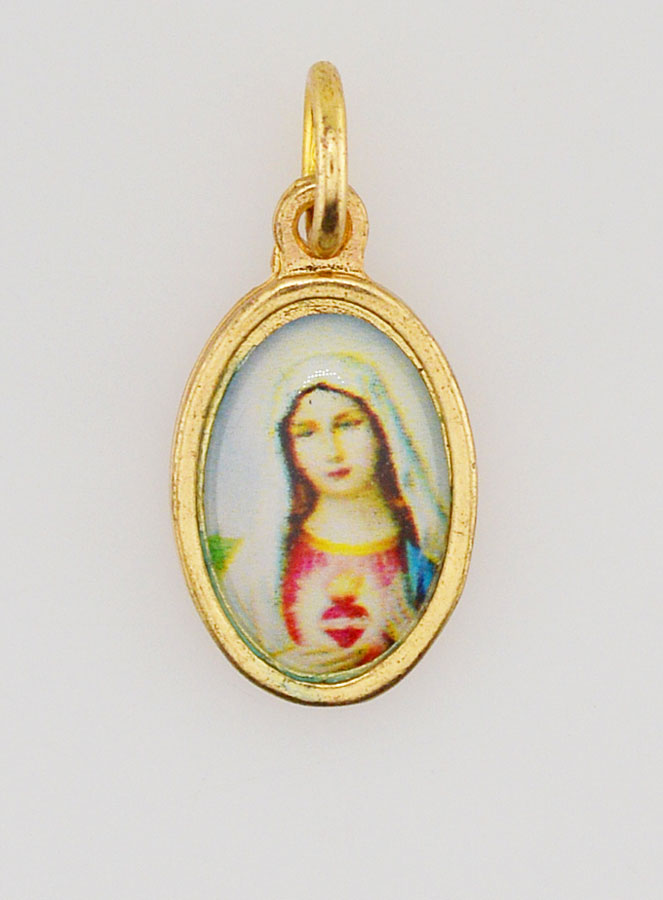 Médaille Sacré Coeur de Marie Dorée - 14 mm (pic 1)