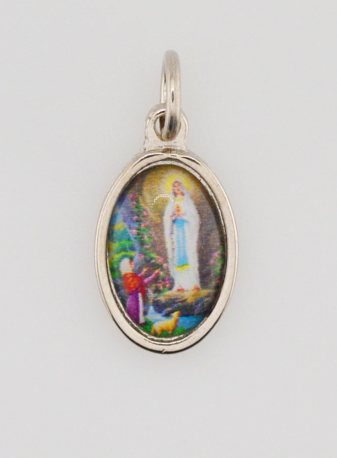 Médaille Notre Dame de Lourdes Argentée - 14 mm (pic 1)