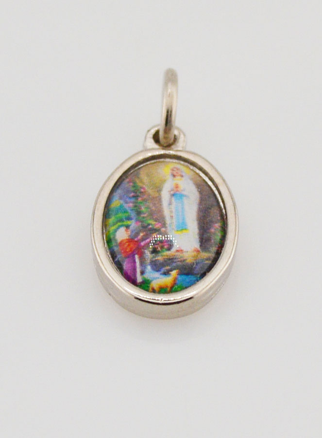 Médaille Notre Dame de Lourdes Argentée - 14 mm (pic 2)